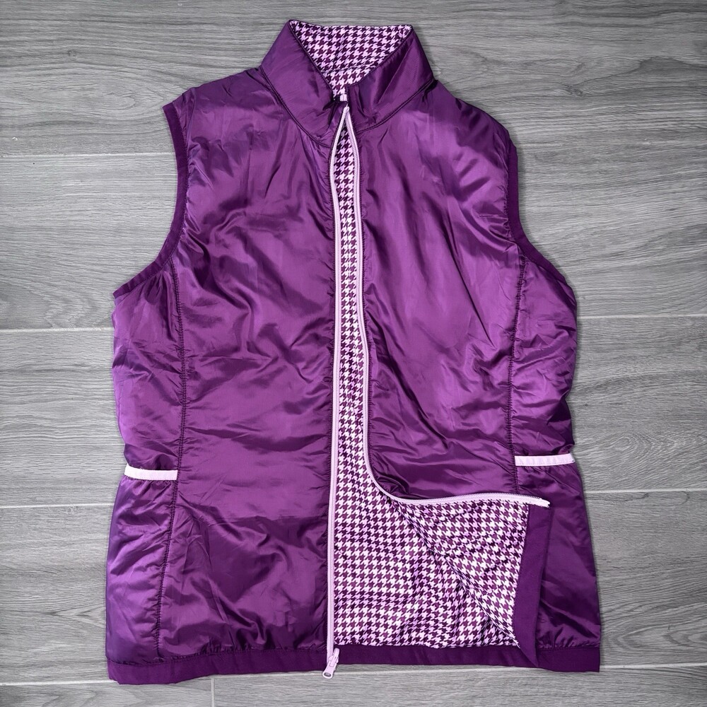 Footjoy Reversible Vest Women’s Size Medium Golf Insulated Fig Houndstooth 28239